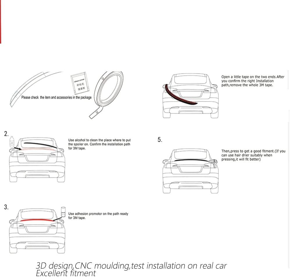Carbon Fiber Rear Trunk Spoiler for Mercedes Benz W205 2015-2019 C Class C180 C200 C250 C300 C350 C43 C63 AMG Sedan Rear Trunk Lip Spoiler Deck Lip Boot Wing (Style A)
