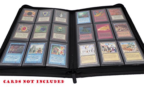 docsmagic.de Premium Pro-Player 9-Pocket Zip-Album Black - 360 Card Binder - MTG - PKM - YGO - Reissverschluss Schwarz Cover