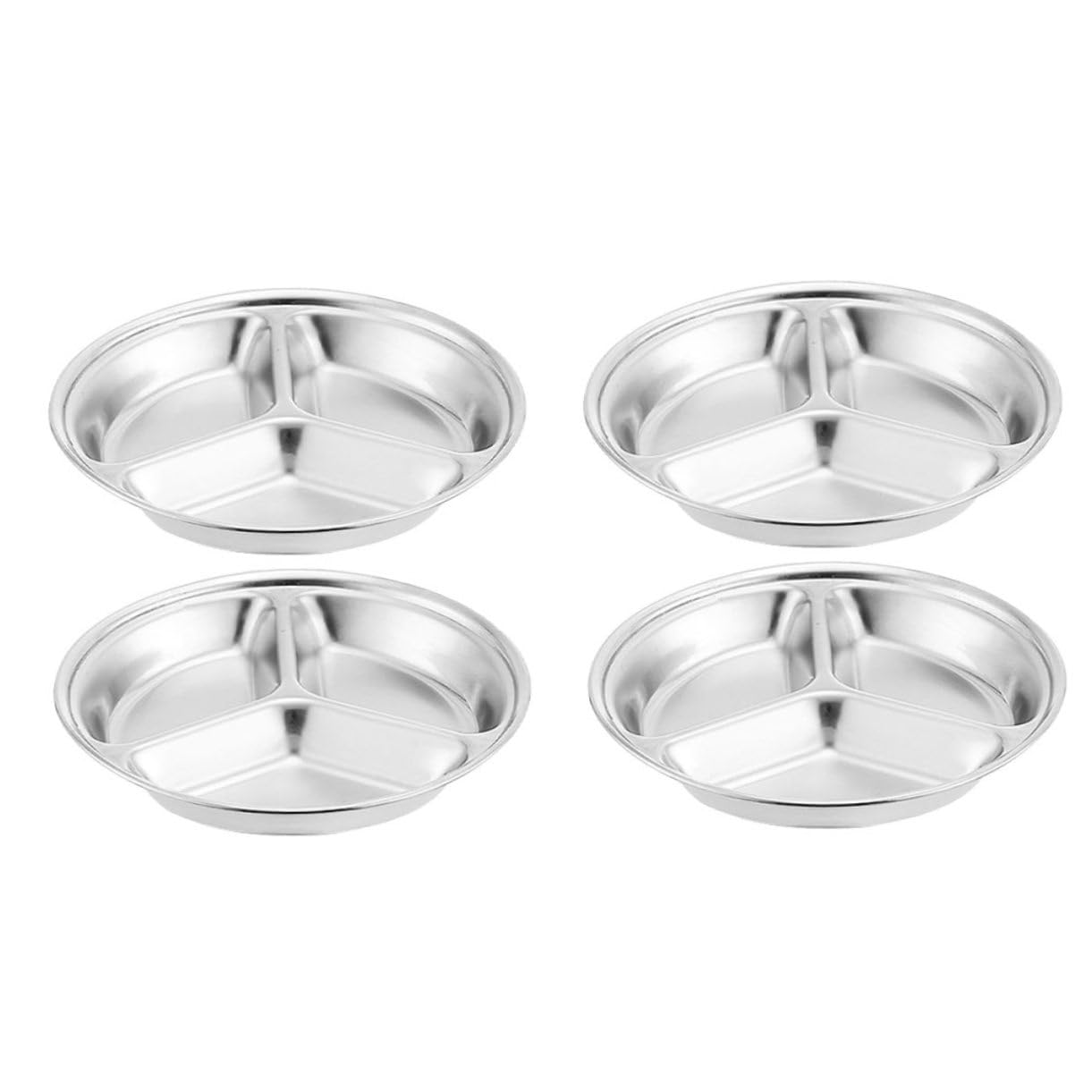Alipis 4Pcs Stainless Steel Sauce Dishes Round Compartment Appetizer Plates for Dipping Food Grade Kitchen Gadgets for Soy Sauce Bbq Ketchup More