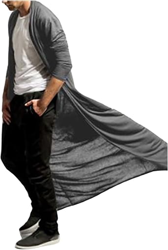 Long Coat For Men Solid Thin Trench Coats Open‑Front Draped Cardigan