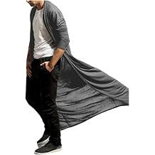 Long Coat For Men Solid Thin Trench Coats Open Front Draped Cardigan