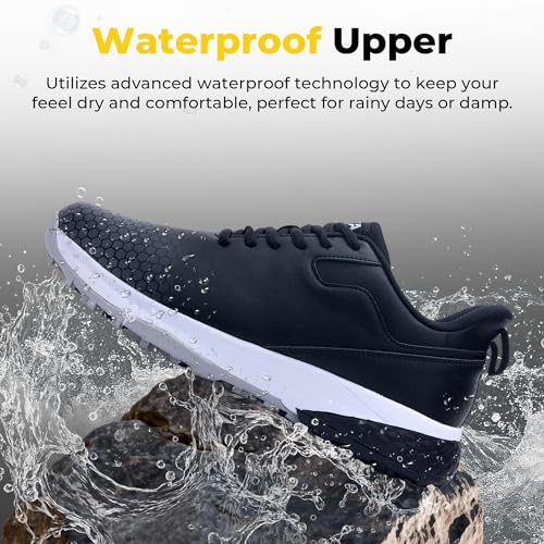 Image of Men's Spiked Golf Shoes Slip-On Waterproof Non-Slip Lightweight Outdoor Walking Shoes for Golfers Footwear US Size 7-12