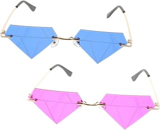 2 Pçs Óculos De Diamante Óculos Transparentes Masculinos Óculos Funky Óculos De Sol Masculinos Óculos De Sol De Festa Vintage Óculos Sem Aro Óculos De Moda Para Mulheres Óculos De
