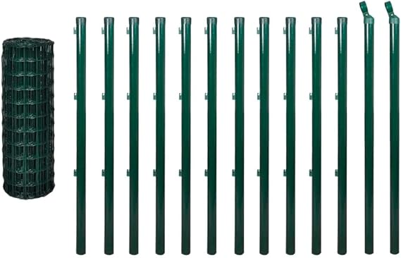 Euro Fence 82ftx3.3ft Green PVC Coated Steel Wire Fencing with Posts for Garden Animal Barrier and Outdoor Privacy Protection