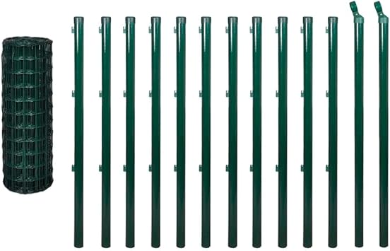 Euro Fence 82ftx3.3ft Green PVC Coated Steel Wire Fencing with Posts for Garden Animal Barrier and Outdoor Privacy Protection