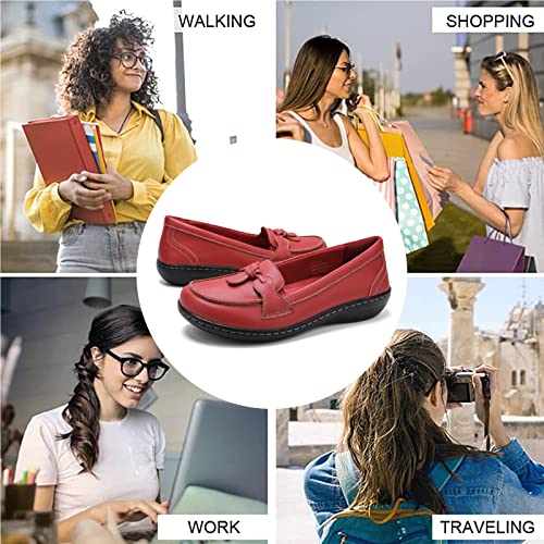 Image of Maichal Loafers for Women Slip On Comfort Leather Tassel Dress Shoes