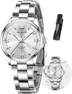 Sponsored Ad - Gold Watches for Women Classic Stainless Steel Waterproof Womens Wrist Watch Small Face Ladies Watches with Day Date Analog Quartz Dress Women's Watch Casual Gold Silver Black Dial Female Watch