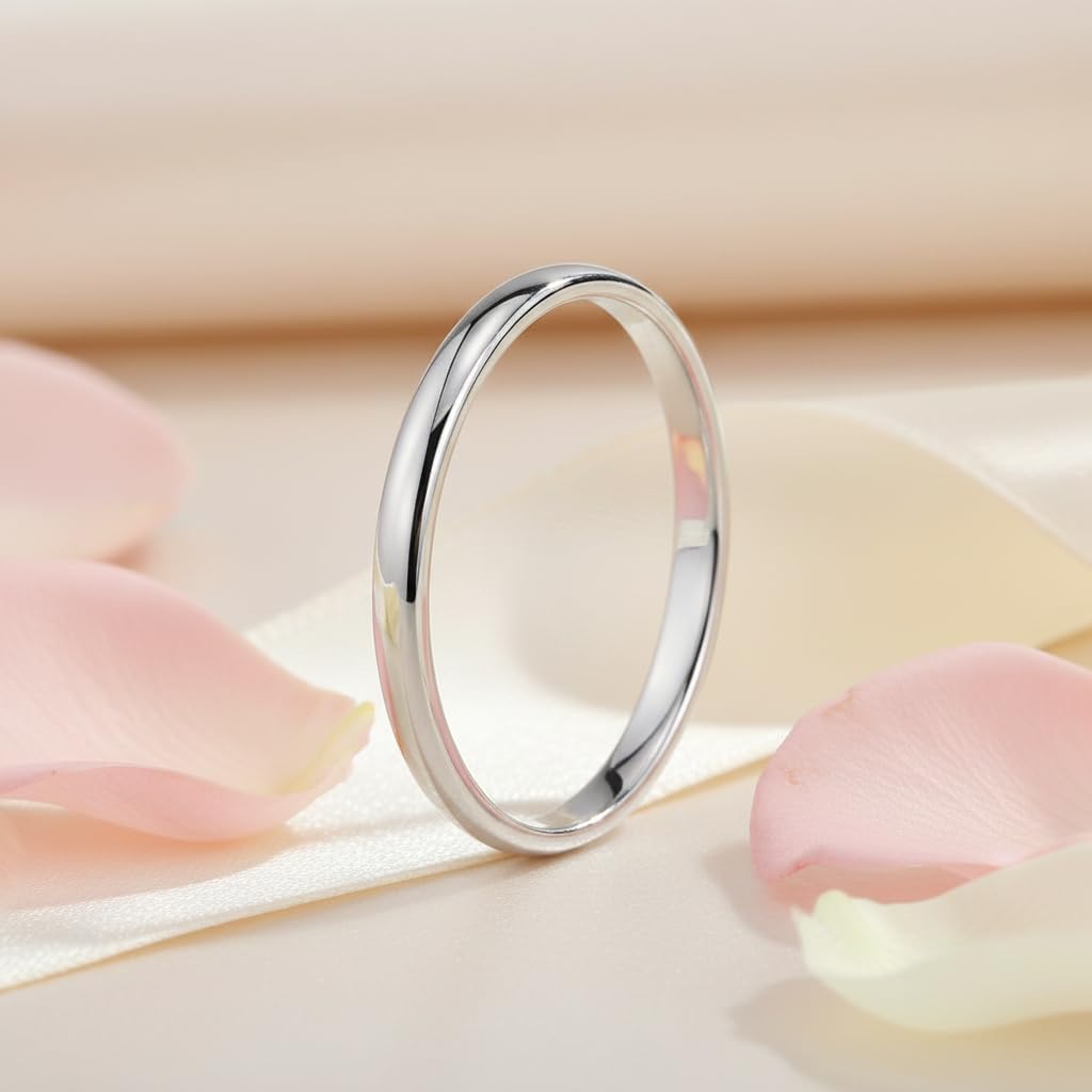 1.5 mm Wedding Band Ring for Men Women Silver Plated Domed High Polish Engagement Promise Rings Comfort Fit
