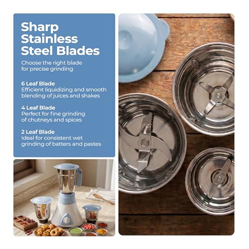Image of Lifelong 500W Mixer Grinder with 3 Jars | Liquidizing(1.2L), Wet Grinding(0.85L), Chutney(0.4L) |Stainless Steel Blades, 3 Speed Settings with Pulse | Mixie Blender for Smoothies, Fruit Juice & Purees