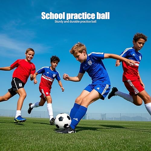LEKAYIHU Soccer Ball Size 5 Soft PU with Ball Bag for Practice Training Anti-Explosion Design Indoor Outdoor Suitable for School Training Practice (Black White Size 5)