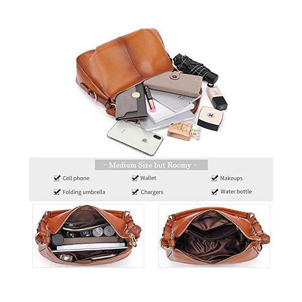 Kattee Soft Leather Hobo Handbags for Women, Genuine Top Handle Vintage Shoulder Purses (Brown)