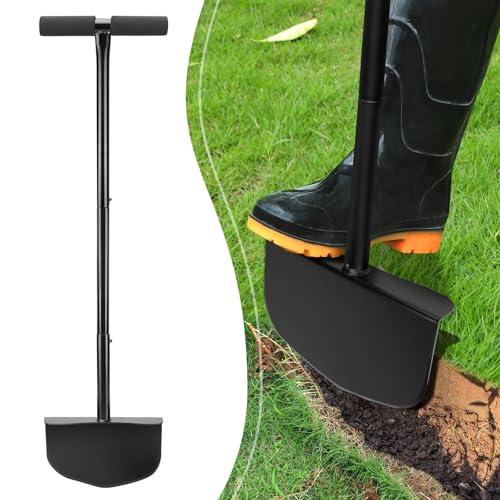 DenForste 43inch Edger Lawn Tool - Manual Lawn Edger - Border Edger, Half Moon Lawn Edger with T-Grip for Lawn, Garden or Sidewalk