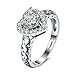 DreamSter 18K White Gold Plated Heart Cubic Zirconia Diamond Rings for Women Wedding Promise Engagement Band, by (8)