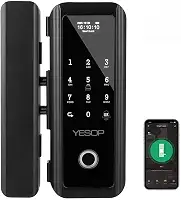 Yesop Fechadura Digital Biométrica Wifi Porta Vidro A Prova D'agua Porta Vidro Escritório Comercial Residência Compatível Com Tuya Preto