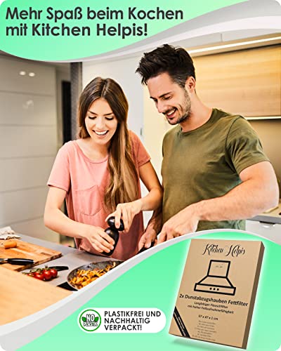 Kitchen Helpis® Abzugshaube-Fettfilter, 2 Stück für Dunstabzugshaube, 57x47x1 cm, Individuell Zuschneidbarer Dunstabzug-Flauschfilter, Universal
