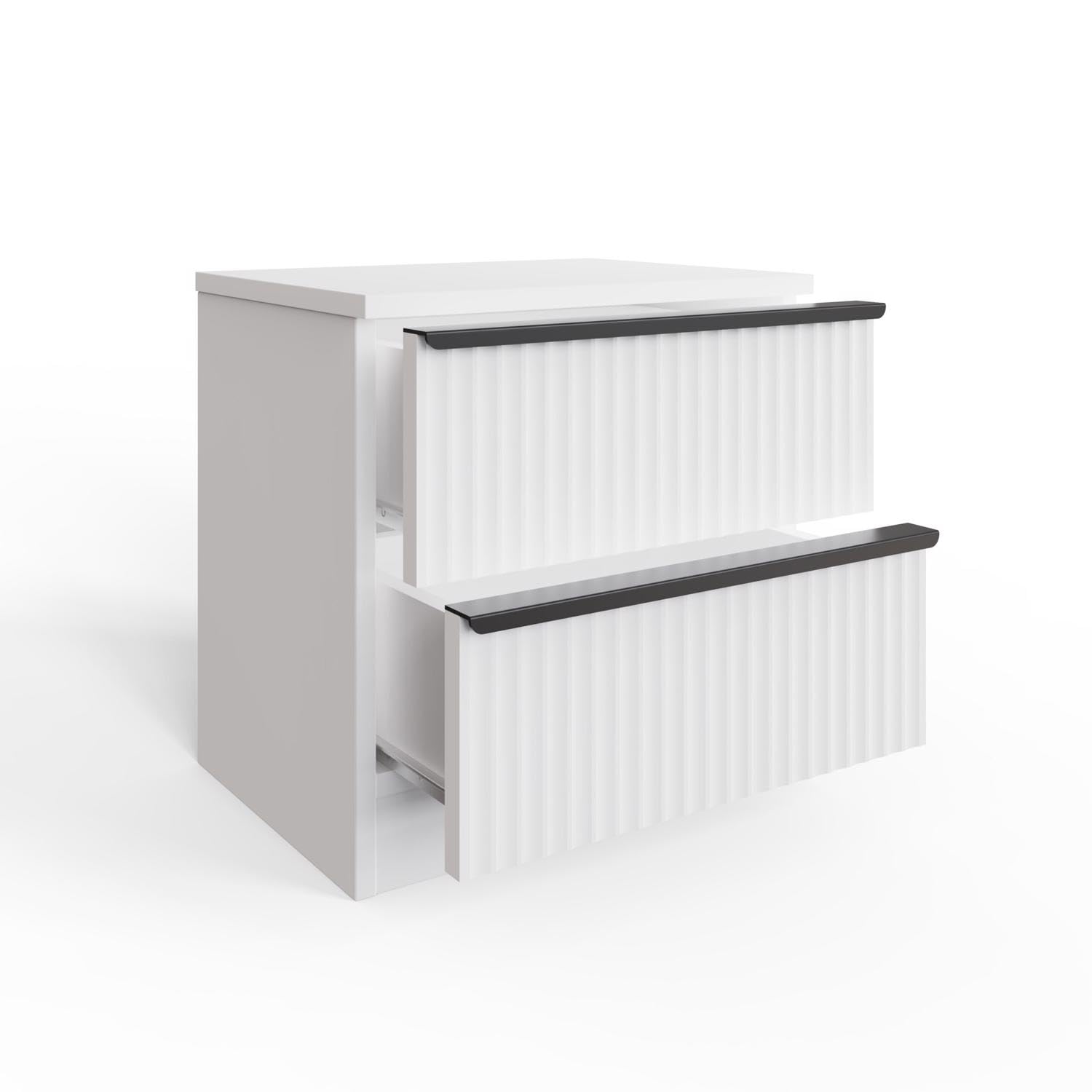 B&Q -  White 2 Drawer Bedside Chest Table Scalloped Ripple Effect