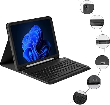Ipad 11 A16 2025/10. Nesil 10.9 Uyumlu Kablosuz Bluetooth Bağlantılı Kalem Bölmeli Klavyeli Kılıf