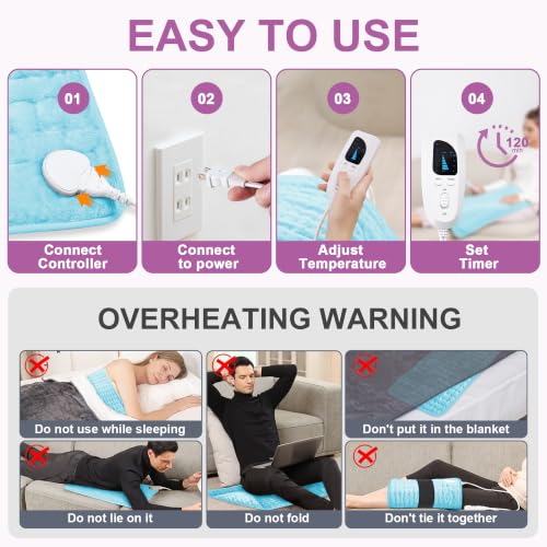 Image of Heating Pad,Electric Heating Pads,Heating Pad for Back,LightBlue,24x20 Inch