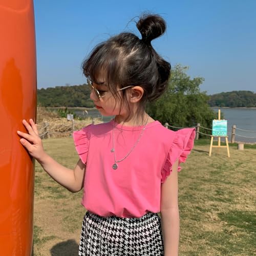Image of Toddler Girls Ruffle Sleeve T-Shirt Plain Tank Tops Basic Blouse for Girl
