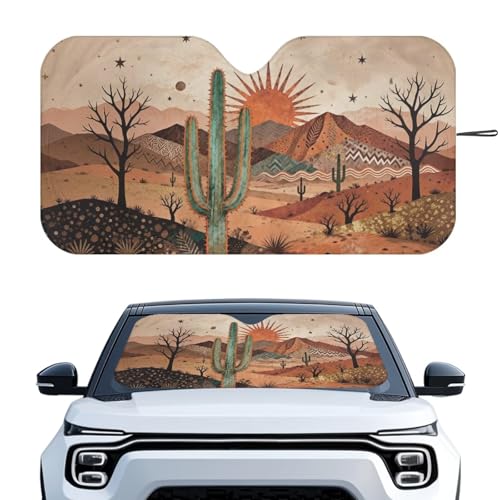 Image of Arizona Cactus Car Windshield Sun Shade - Reflector Sunshade UV Protection for Car Interior, Blocks UV Rays Windshield Cover Fit Car Front Window for Trucks SUV Van