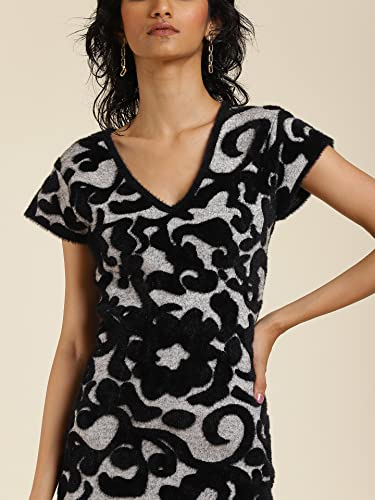 Image of Label RITU KUMAR Black Sweater Short Dress
