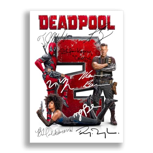 Deadpool 2 Cast Signed Autograph Poster Photo Print Framed Memorabilia Gift Movie Film 2018 Ryan Reynolds Josh Brolin (A4 poster only)