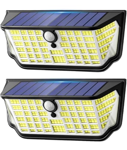 TuyLuxe Solar Motion Sensor Lights Outdoor, 4500LM & 300° Wide Flood Lights