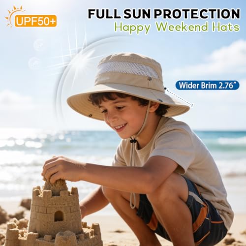 Image of Baby Sun Hat UPF 50+ Sun Protective Toddler Bucket Hat Summer Kids Beach Hats Wide Brim Outdoor Play Hat for Boys Girls