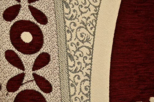 Image of Printed Chenille Velvet Diwan Set - 8 Pieces (1 Single Bedsheet, 5 Cushion Covers, 2 Bolster Covers), Printed Velvet Fabric Cover Set Soft for Living Room & Bedroom (8 Pieces, Maroon)