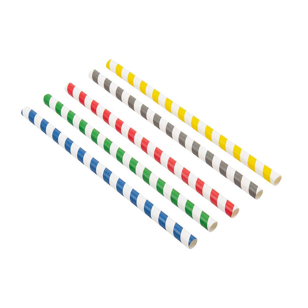 García de Pou 50 unidades - Pajitas Rectas A Rayas Ø1X21 Cm Surtido Papel