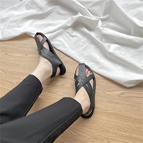 Retro French Sandals Flip-flops Hollowed-out Cool Interweaving Deep Mouth Flat Shoes3