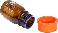 Vista 5 de 20 piezas de vidrio de borosilicato ámbar 3.4 fl oz graduado redondo laboratorio reactivo medios/botella de almacenamiento con tapa de rosca naranja