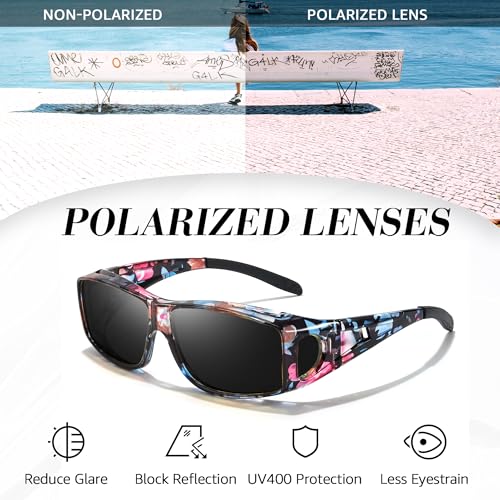 Image of LVIOE Over Glasses Sunglasses Wrap Around Polarized Sunglasses for Men Women Fit Over Prescription Glasses with UV Protection