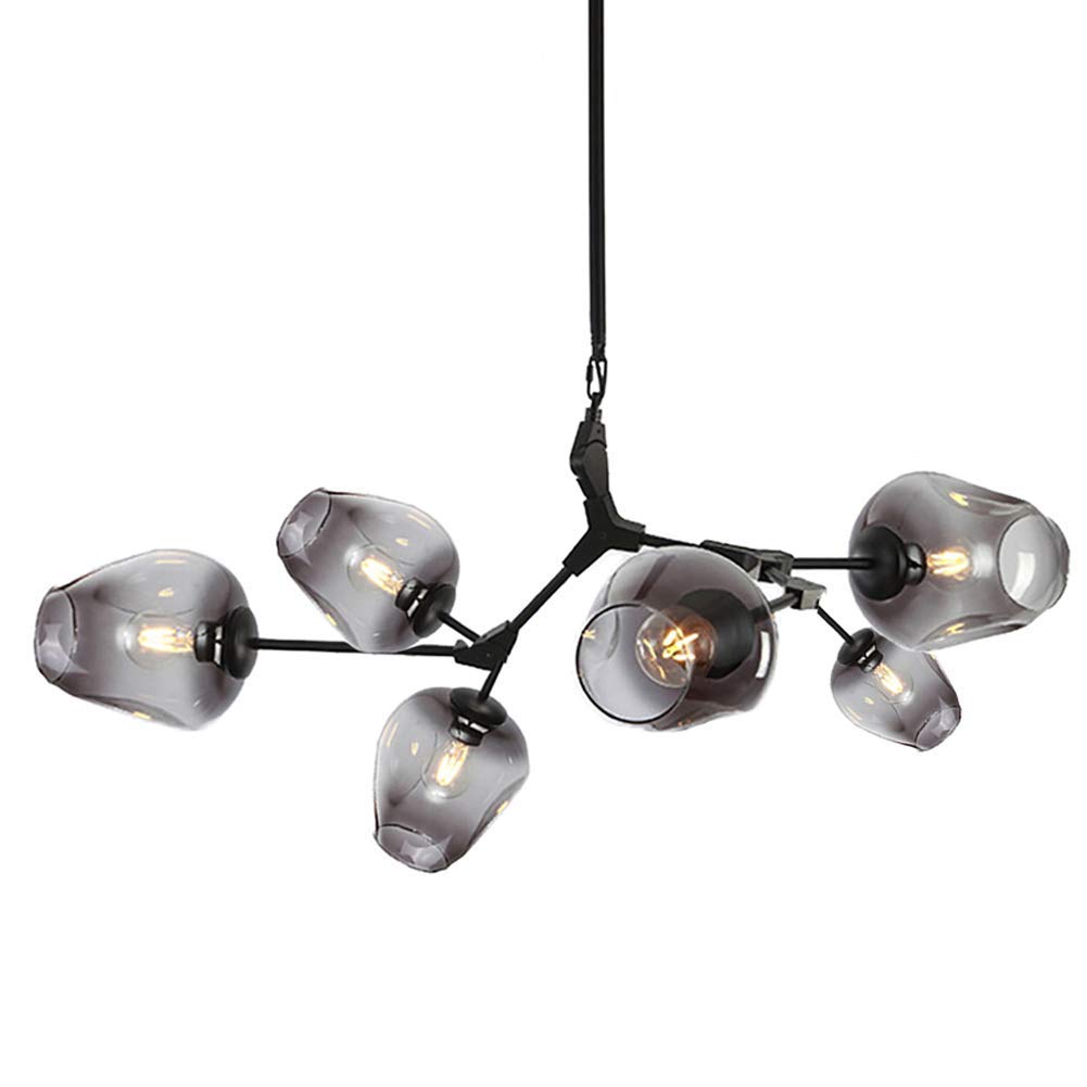 SXECAEPS Chandeliers,Modern Industry Sputnik Chandelier，Modern 3S Gold Ceilingd Century Adjustable Hanging Fixture for Kitchen Living Room Bedroom/Gradient Smoke Gray/6S