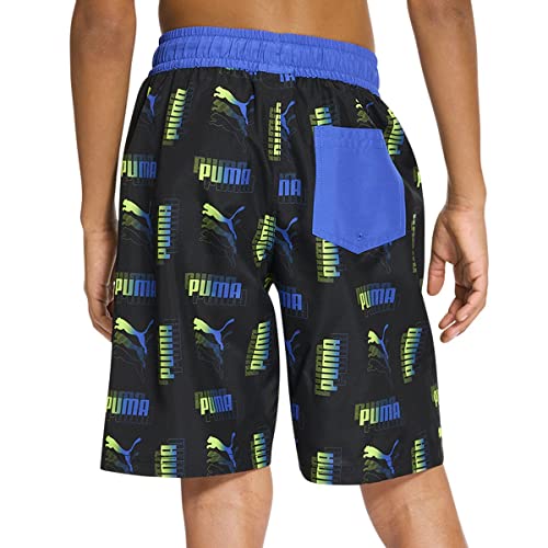 PUMA Boys Sizes 8-20 Amplified All Over Print Logo Swim Trunks (Black, X-Large)2