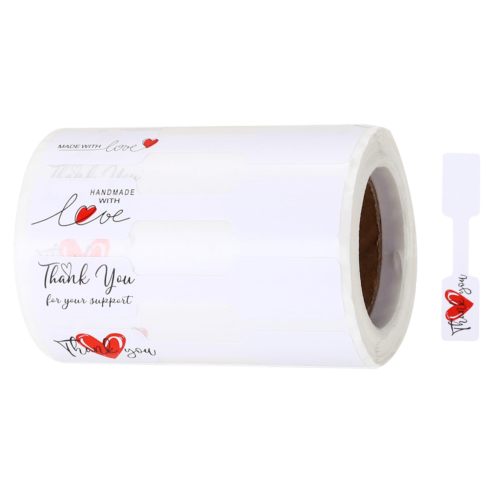 MECCANIXITY 2 Roll Thank You Blank Tamper Evident Labels 0.47x2.36 Inch Adhesive Dumbbell Shape Top Stickers for Coffee Cup, Storage Jar, 500 Count/