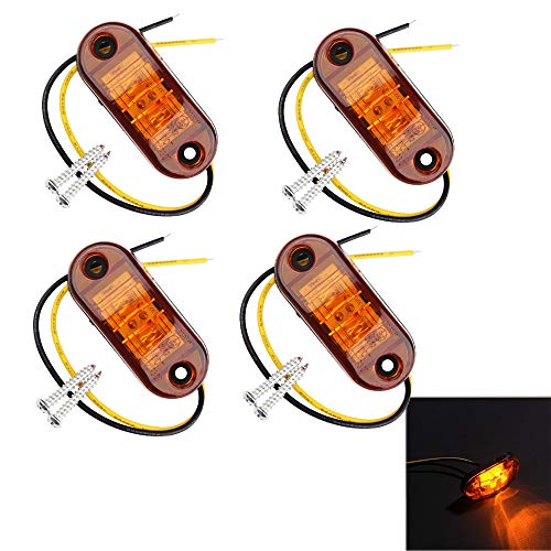 PolarLander 4pcs 24v 12v Ambre LED Feu de position latéral Feu de gabarit Clair Feu de gabarit Clair pour Camion Remorque Jaune Cover