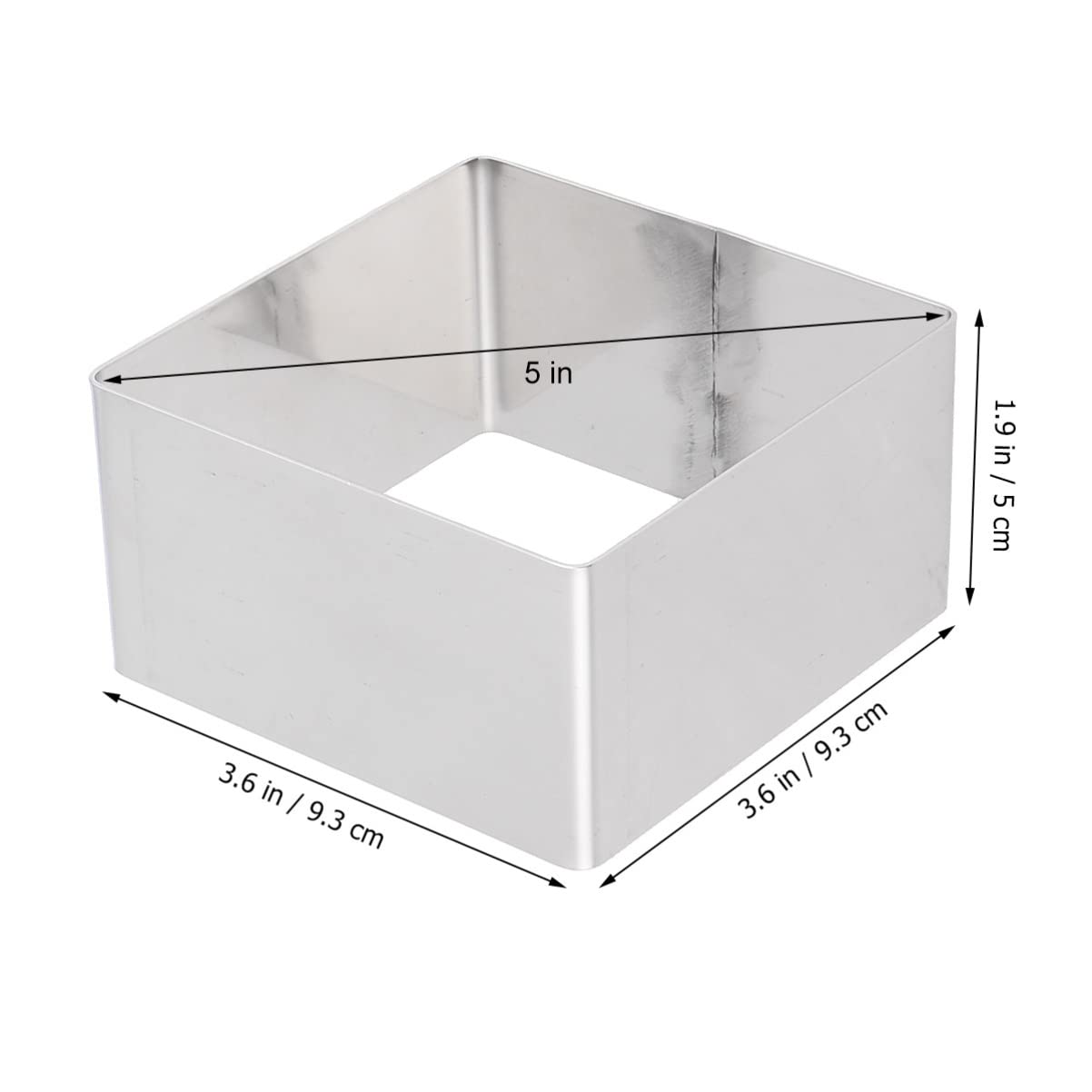 SOIMISS Stainless Steel Square Cake Ring Set 5 Inch Rectangle Pastry Mould for Baking Mousse Cake DIY Cooking Tool - Image 4