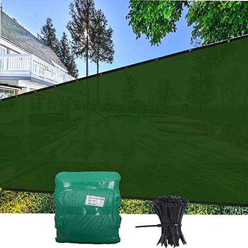 EVERGROW 6' x 50' Dark Green Fence Privacy Screen, Commercial Outdoor Backyard Shade Windscreen Mesh Fabric Free Zip Ties One Year Warranty 90% UV Blockage 6X50 Green