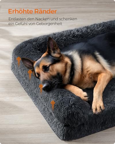 Feandrea FluffyHug Hundebett, Hundekissen Größe XXL, Hundematte für große Hunde, Hundesofa Noppenschaumstoff, Bezug abnehmbar und waschbar, 122 x 85 x 16 cm, dunkelgrau PGW234G02V1