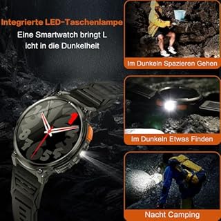 Montre Connectée Homme - 1.85'' HD Grand Écran Montre Connectée avec Torche LED/730mAh/IP68 Étanche, 120 Modes Sportifs, Moniteur de Fréquence Cardiaque/Sommeil/Sp02, Smartwatch Homme pour Android iOS