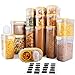 Cereal Container, VERONES Food Storage Containers 15 Pack Airtight Cereal Dispenser Set for Flour Snacks Nuts & Baking Supplies