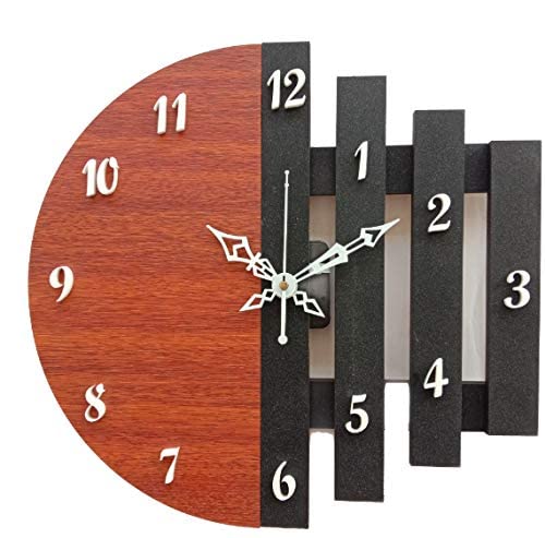 Unique Craft 3D Wooden Analog Wall Clock Antique Design for Living Room, Bedroom Wall, Home and Office - Brown - MD_UNQ-038