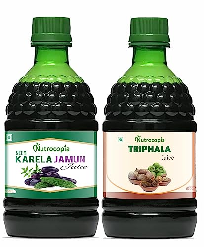 NUTROCOPIA Neem Karela Jamun & Triphala Juice For Diabetic Care Pack of 2 of 400 ML(800 ML)
