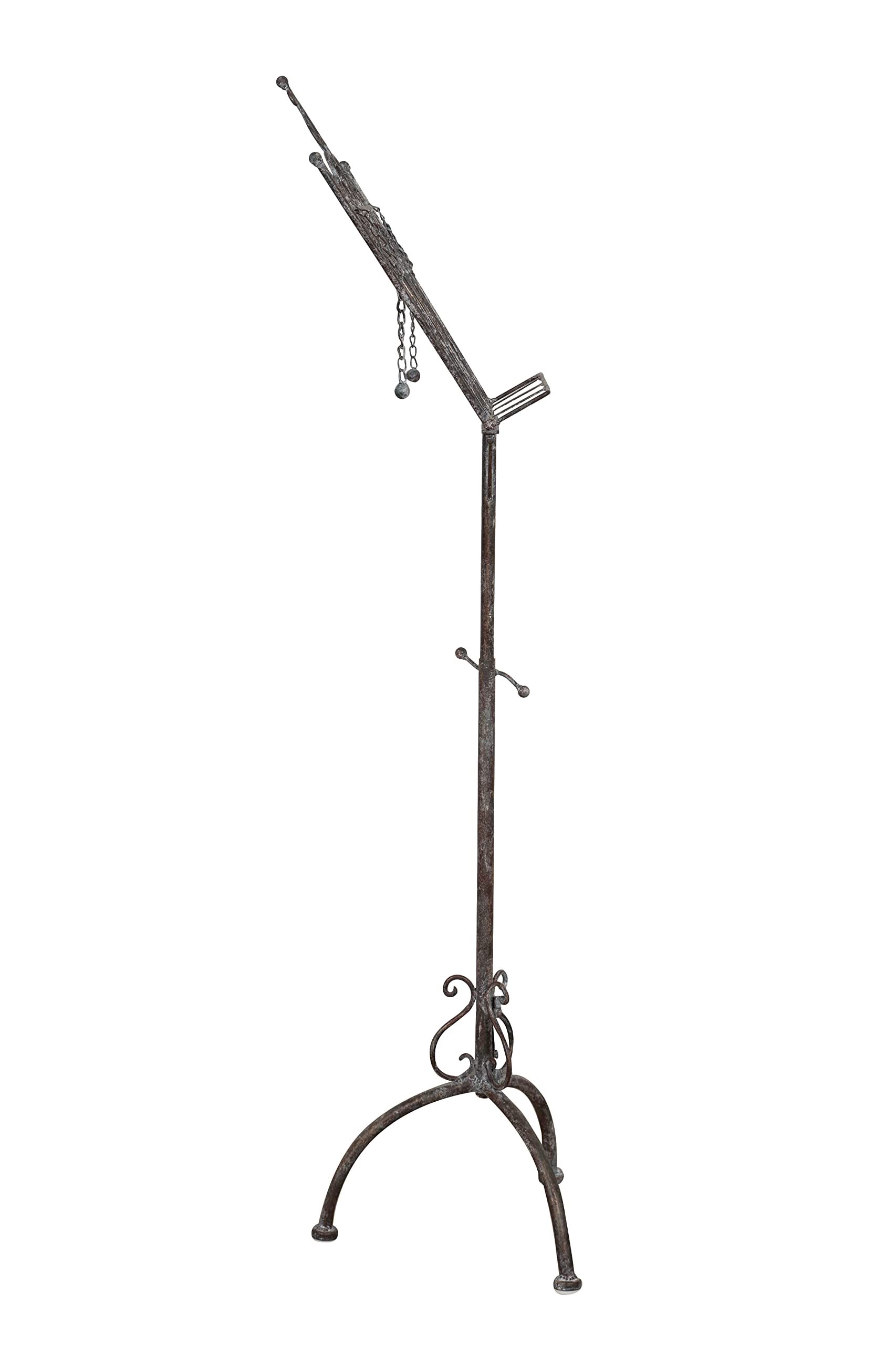 Biscottini Pupitre sur Pied en Fer forgé, Finition Blanche patinée L46xPR32x139 cm