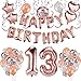 Produktbild HOWAF Rose Gold 13. Geburtstag deko für Mädchen und Jungen, 59 Stück Happy Birthday Girlande Banner Luftballons Set Helium Folie Herz Ballon für 13 Geburtstag Dekoration