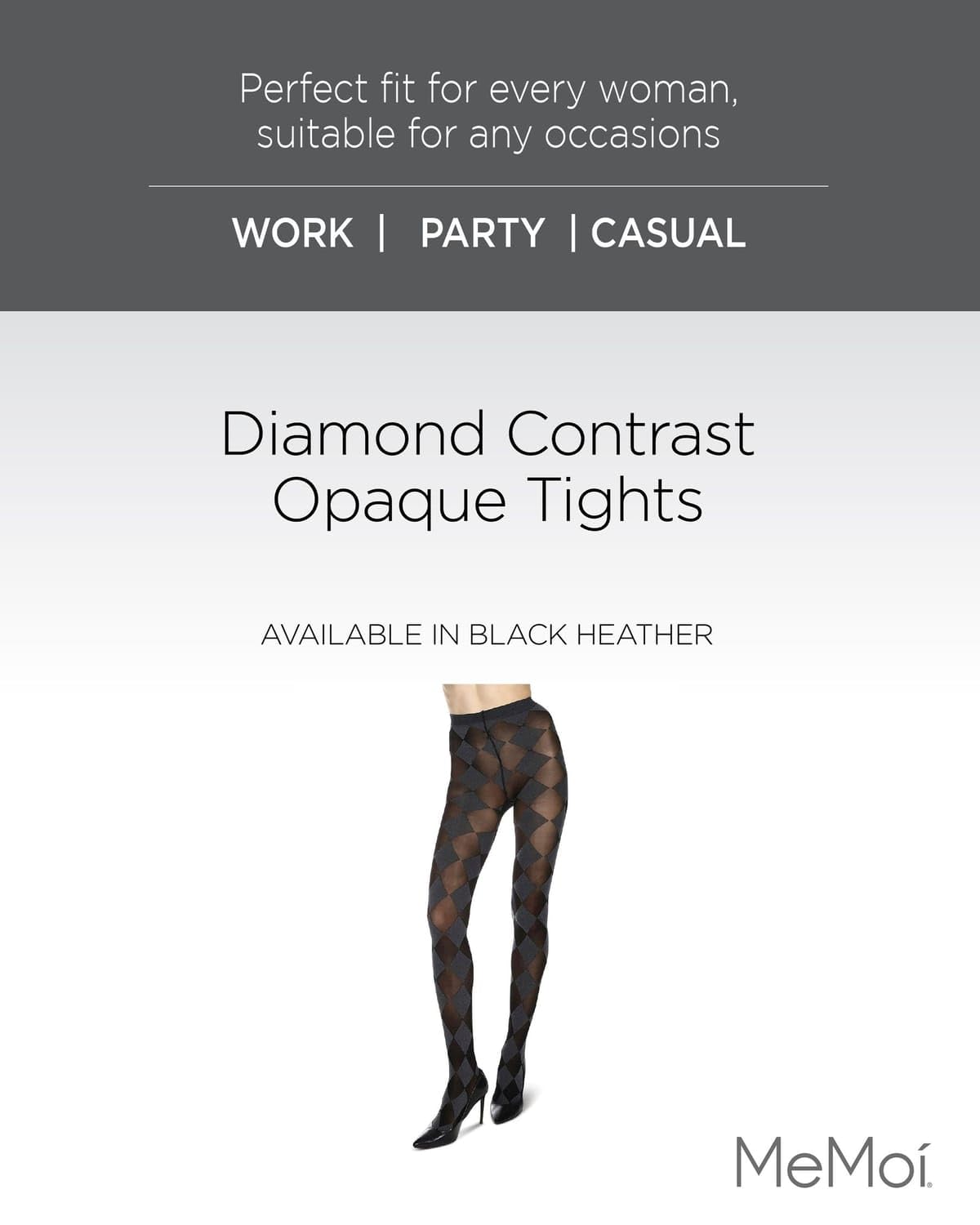 Women's Cozy Opaque Contrasting Diamond Patterned Tights