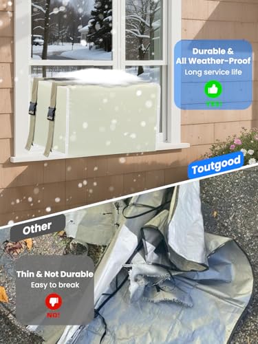 Image of Window AC Unit Cover Outdoor, Waterproof and Dust-Proof Air Conditioner Cover for Outside (Khaki, M-21 inchW x 16 inchD x 15 inchH)