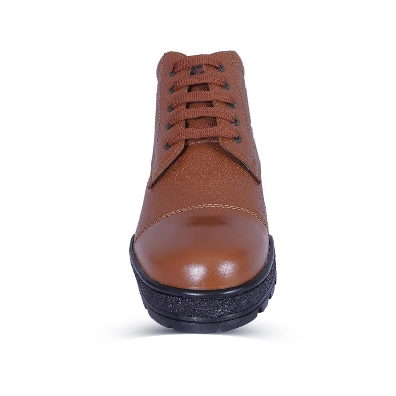 Image of Liberty Kulture Men's Ankle Leather Combat Boots for Police, Commando NCC, Military, Army, Comfortable Footbed | Memory Foam Insole (Available Size in 6 to 11 UK, Black /Tan Brown) CMD-01
