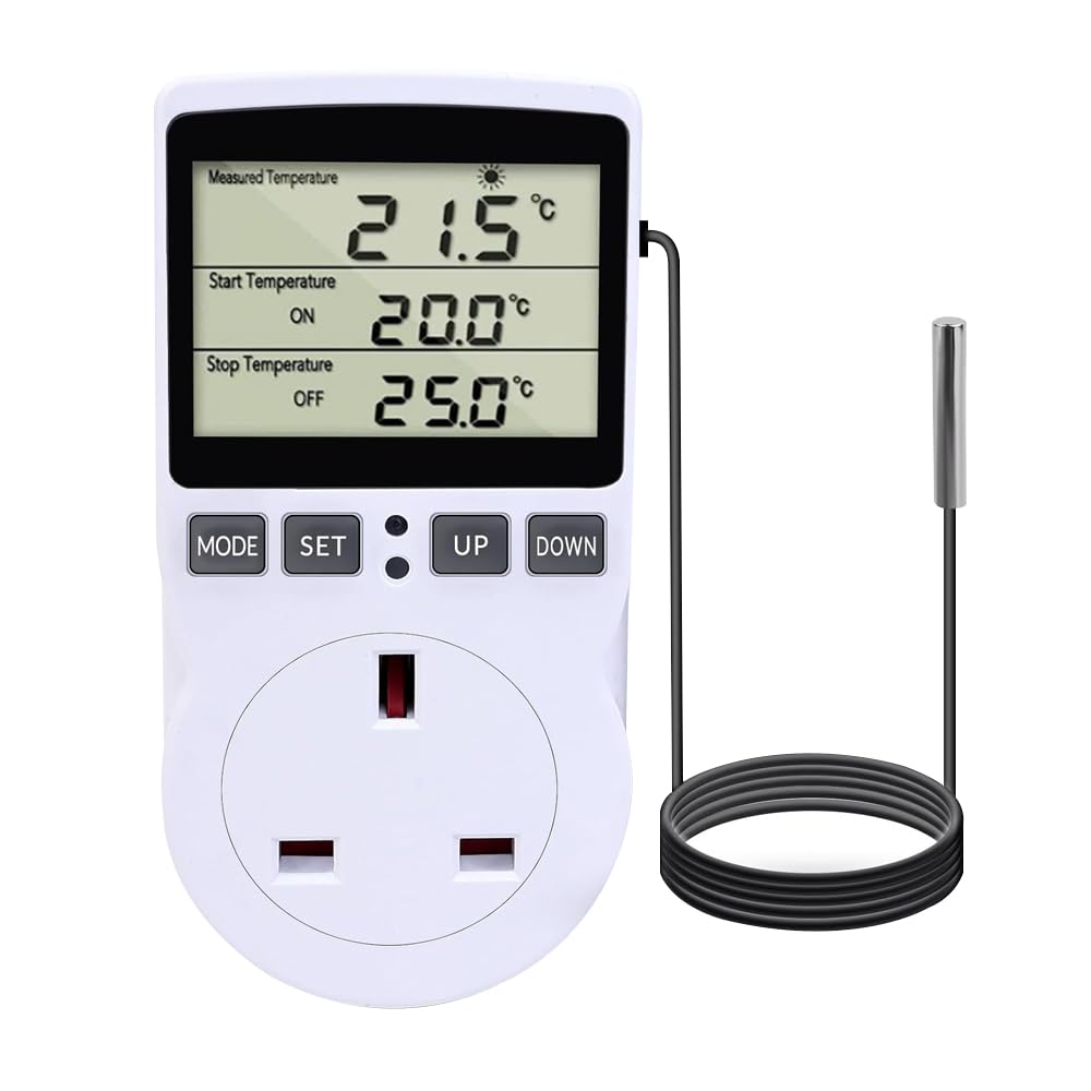 Prise de compte à rebours 13A avec régulateur thermique numérique 230V